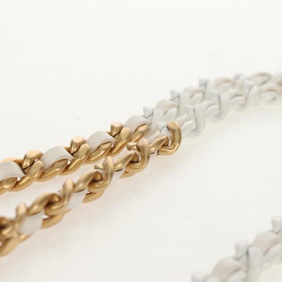 CHANEL Matelasse Chain Shoulder Bag Lamb Skin White Gold CC Auth bs31458SAV - Picture 15 of 16